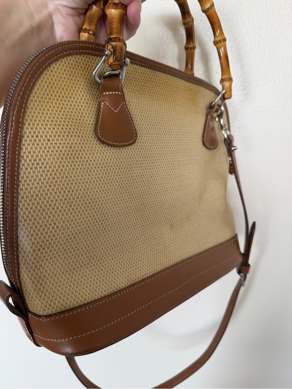 DOONEY & BOURKE Vintage Handbag Shoulder bag with Bamboo Handles - Picture 8 of 14